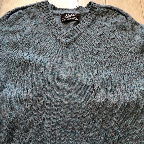 Vintage Rendale Shetland Wool V-neck Fully Fashioned Tricot Sweater Size L - Picture 6 of 10